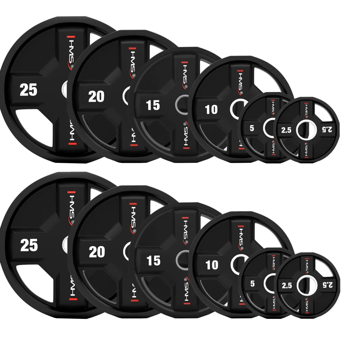 TPC SET ZESTAW TALERZY OLIMPIJSKICH POLIURETANOWYCH 2 x 2.5 - 25 KG CPU (155 KG) HMS