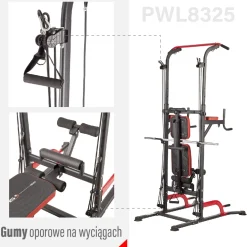 Wielofunkcyjna stacja treningowa z drążkiem i ławką HMS PWL8325