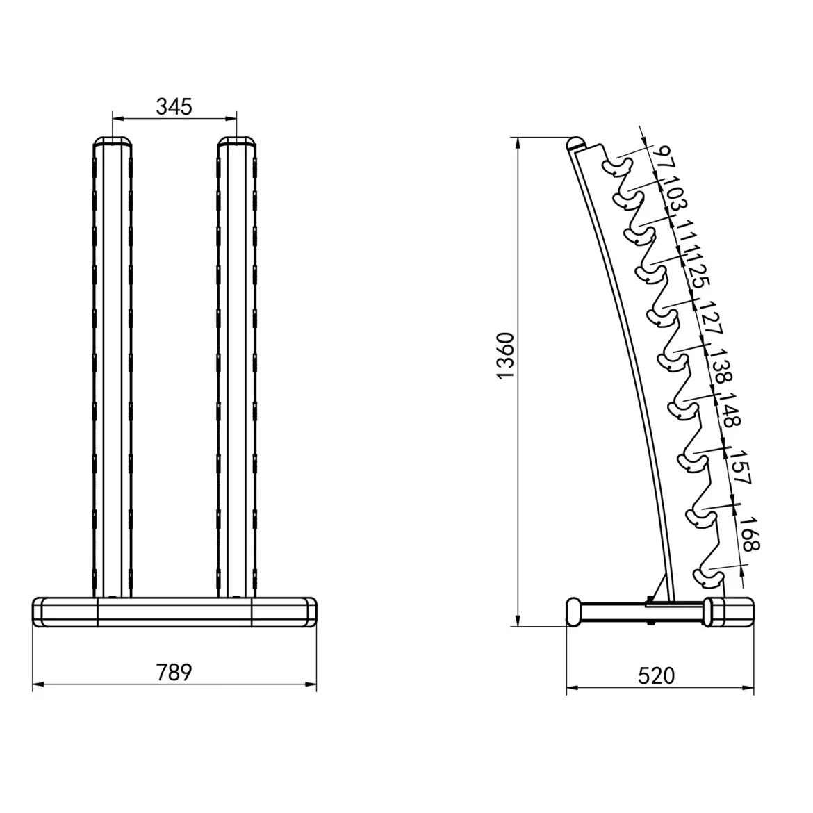 ZESTAW HANTLI POLIURETANOWYCH HPT 2 x 1 - 10 KG (110 KG) + STOJAK STR37 HMS