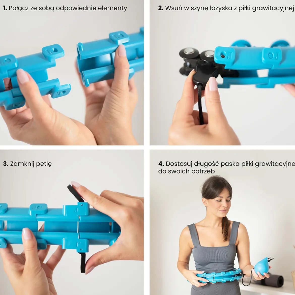ZESTAW HULA HOP HHW01 BLUE Z WYPUSTKAMI I OBCIĄŻNIKIEM HMS + PAS BR163 RED