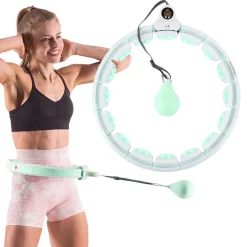 ZESTAW HULA HOP HHW06 GREEN Z PIŁKĄ GRAWITACYJNĄ I LICZNIKIEM HMS + PAS BR163 BLACK PLUS SIZE