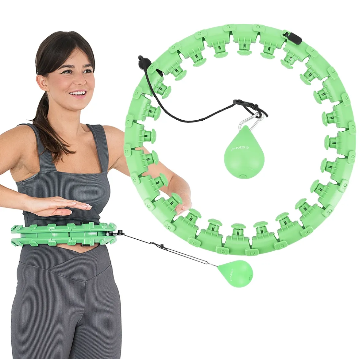 ZESTAW HULA HOP HHW01 GREEN Z WYPUSTKAMI I OBCIĄŻNIKIEM HMS + PAS BR163 RED