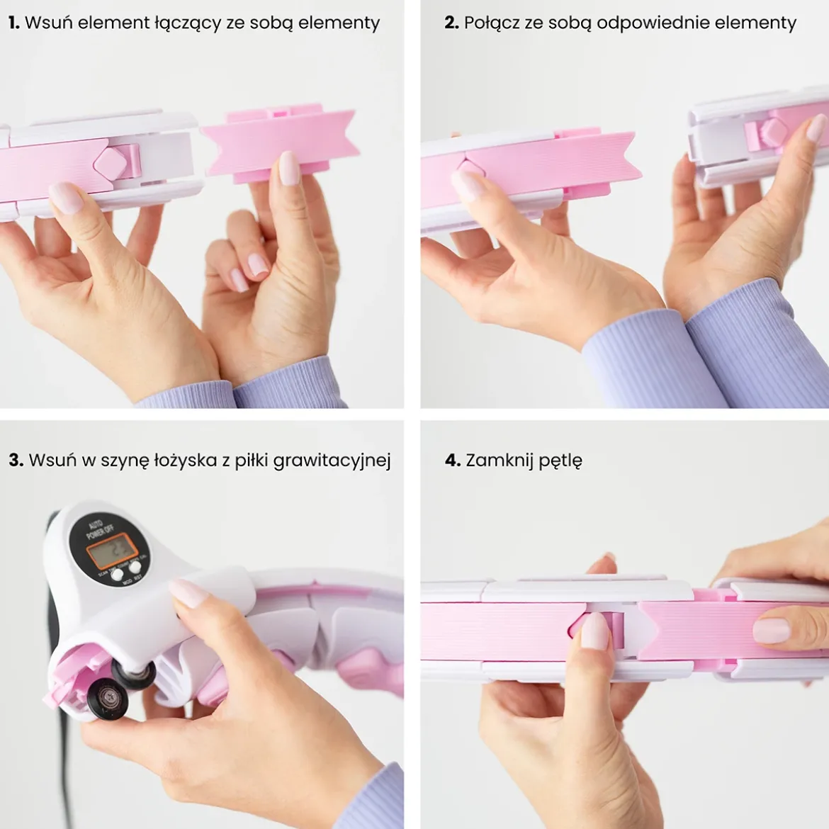 ZESTAW HULA HOP HHW06 PINK Z PIŁKĄ GRAWITACYJNĄ I LICZNIKIEM HMS + PAS BR163 BLACK