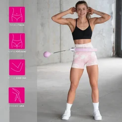 ZESTAW HULA HOP HHW06 PINK Z PIŁKĄ GRAWITACYJNĄ I LICZNIKIEM HMS + PAS BR163 BLACK PLUS SIZE
