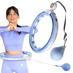 ZESTAW HULA HOP MAGNETYCZNY BLUE HHM15 Z LICZNIKIEM HMS + PAS WYSZCZUPLAJĄCY BR163 RED