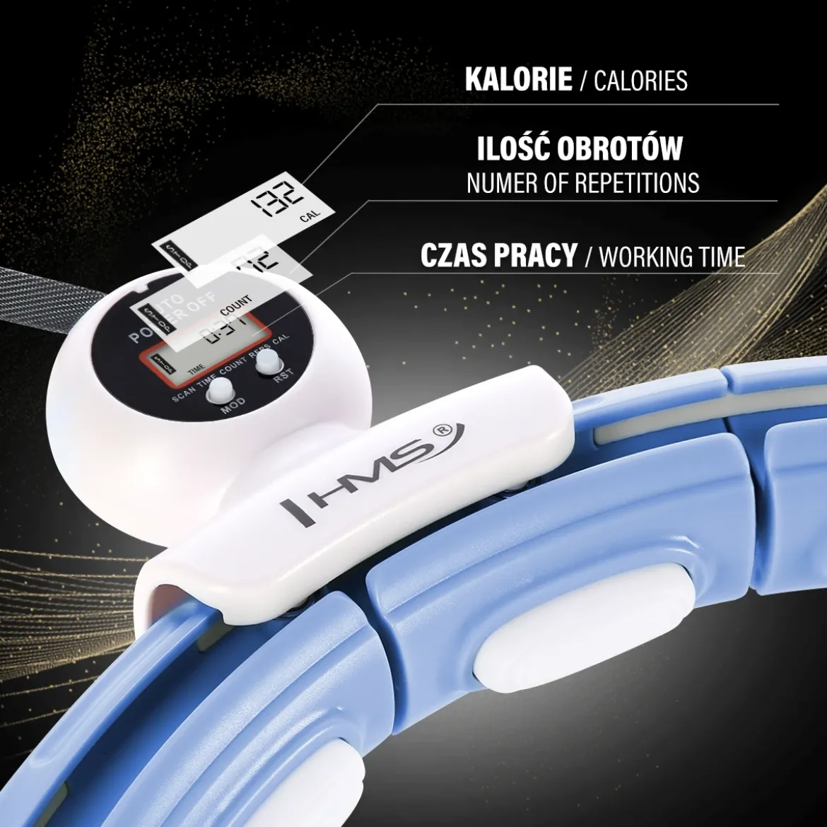 ZESTAW HULA HOP MAGNETYCZNY BLUE HHM15 Z LICZNIKIEM HMS + PAS WYSZCZUPLAJĄCY BR163 RED
