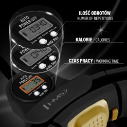 ZESTAW HULA HOP MAGNETYCZNY BLACK/GOLD HHM13 Z LICZNIKIEM HMS + PAS WYSZCZUPLAJĄCY BR163 BLACK