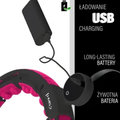 ZESTAW HULA HOP MAGNETYCZNY BLACK/PINK HHM16 Z LICZNIKIEM HMS + PAS WYSZCZUPLAJĄCY BR163 BLACK