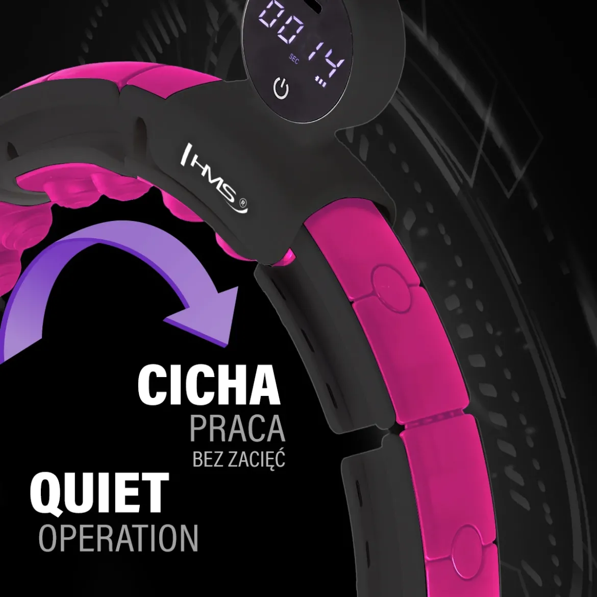 ZESTAW HULA HOP MAGNETYCZNY BLACK/PINK HHM16 Z LICZNIKIEM HMS + PAS WYSZCZUPLAJĄCY BR163 BLACK