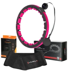 ZESTAW HULA HOP MAGNETYCZNY BLACK/PINK HHM16 Z LICZNIKIEM HMS + PAS WYSZCZUPLAJĄCY BR163 BLACK