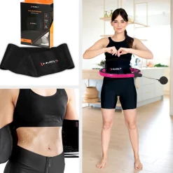ZESTAW HULA HOP MAGNETYCZNY BLACK/PINK HHM16 Z LICZNIKIEM HMS + PAS WYSZCZUPLAJĄCY BR163 BLACK