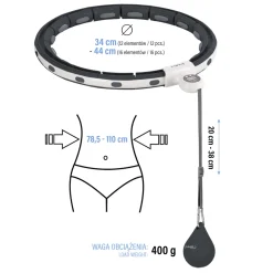 ZESTAW HULA HOP MAGNETYCZNY BLACK HHM15 Z LICZNIKIEM HMS + PAS WYSZCZUPLAJĄCY BR163 RED