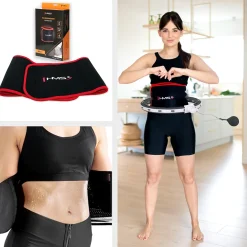 ZESTAW HULA HOP MAGNETYCZNY BLACK HHM15 Z LICZNIKIEM HMS + PAS WYSZCZUPLAJĄCY BR163 RED