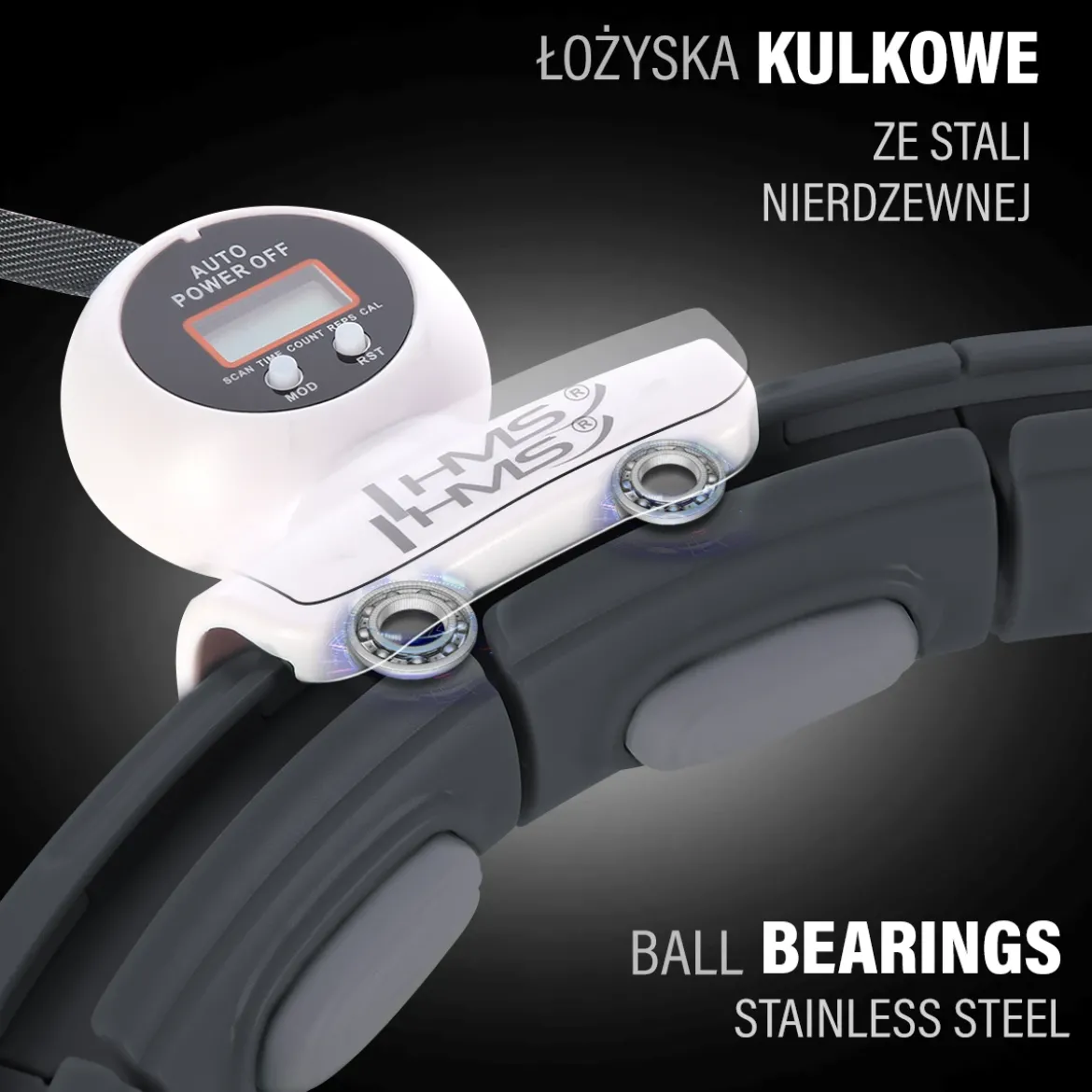 ZESTAW HULA HOP MAGNETYCZNY BLACK HHM15 Z LICZNIKIEM HMS + PAS WYSZCZUPLAJĄCY BR163 RED
