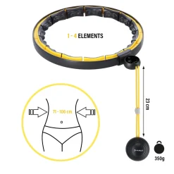 ZESTAW HULA HOP MAGNETYCZNY BLACK/YELLOW HHM21 Z LICZNIKIEM HMS + PAS WYSZCZUPLAJĄCY BR1313