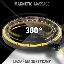 ZESTAW HULA HOP MAGNETYCZNY BLACK/YELLOW HHM21 Z LICZNIKIEM HMS + PAS WYSZCZUPLAJĄCY BR1313
