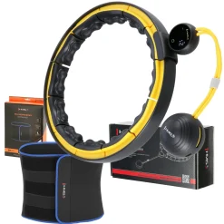 ZESTAW HULA HOP MAGNETYCZNY BLACK/YELLOW HHM21 Z LICZNIKIEM HMS + PAS WYSZCZUPLAJĄCY BR1313