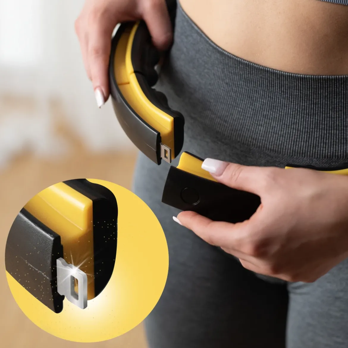 ZESTAW HULA HOP MAGNETYCZNY BLACK/YELLOW HHM21 Z LICZNIKIEM HMS + PAS WYSZCZUPLAJĄCY BR1313