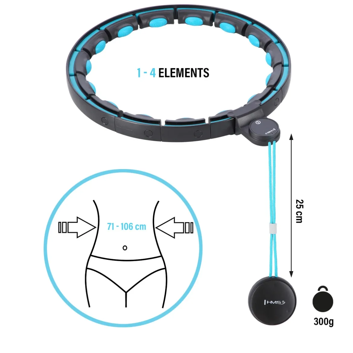 ZESTAW HULA HOP MAGNETYCZNY BLACK/TURQUOISE HHM17 Z LICZNIKIEM HMS + PAS WYSZCZUPLAJĄCY BR163 RED