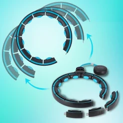 ZESTAW HULA HOP MAGNETYCZNY BLACK/TURQUOISE HHM17 Z LICZNIKIEM HMS + PAS WYSZCZUPLAJĄCY BR163 RED