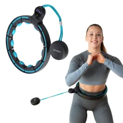 ZESTAW HULA HOP MAGNETYCZNY BLACK/TURQUOISE HHM17 Z LICZNIKIEM HMS + PAS WYSZCZUPLAJĄCY BR163 RED