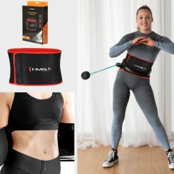 ZESTAW HULA HOP MAGNETYCZNY BLACK/TURQUOISE HHM17 Z LICZNIKIEM HMS + PAS WYSZCZUPLAJĄCY BR163 RED