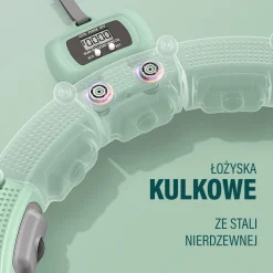 ZESTAW HULA HOP MAGNETYCZNY GREEN HHM14 Z LICZNIKIEM HMS + PAS WYSZCZUPLAJĄCY BR163 BLACK