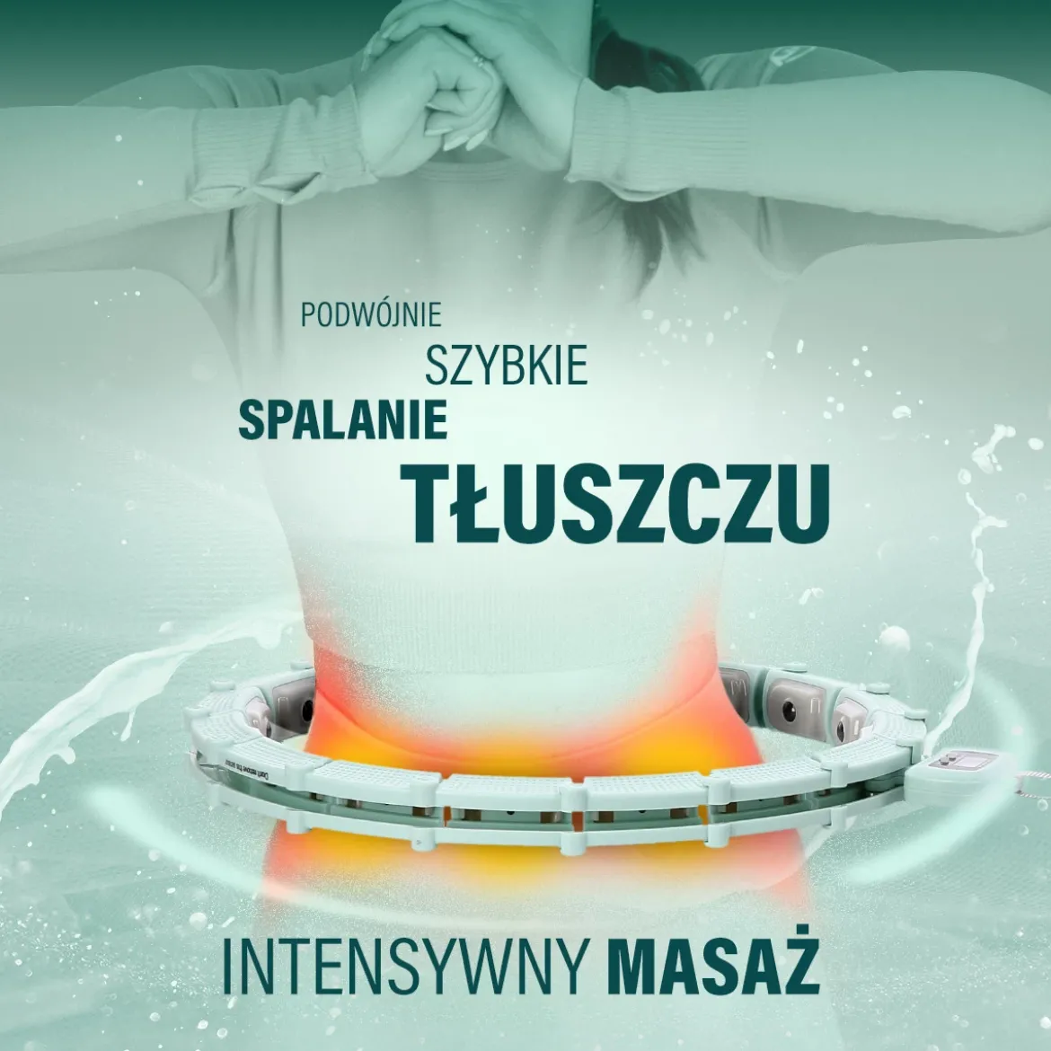 ZESTAW HULA HOP MAGNETYCZNY GREEN HHM14 Z LICZNIKIEM HMS + PAS WYSZCZUPLAJĄCY BR163 BLACK