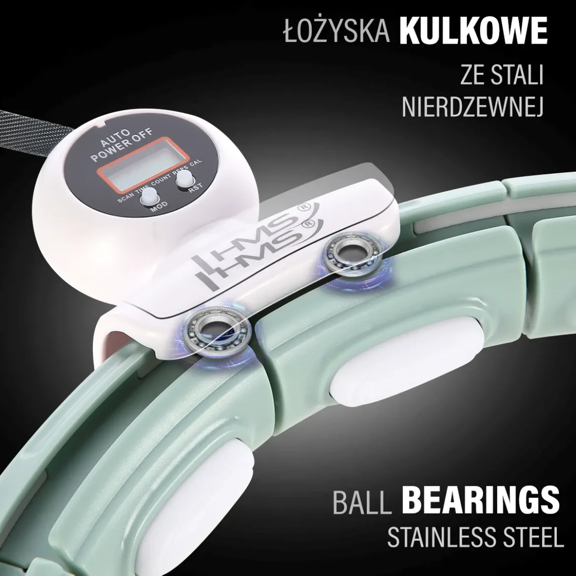 ZESTAW HULA HOP MAGNETYCZNY GREEN HHM15 Z LICZNIKIEM HMS + PAS WYSZCZUPLAJĄCY BR163 RED