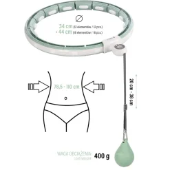 ZESTAW HULA HOP MAGNETYCZNY GREEN HHM15 Z LICZNIKIEM HMS + PAS WYSZCZUPLAJĄCY BR163 RED