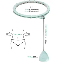 ZESTAW HULA HOP MAGNETYCZNY GREEN HHM14 Z LICZNIKIEM HMS + PAS BR163 BLACK PLUS SIZE