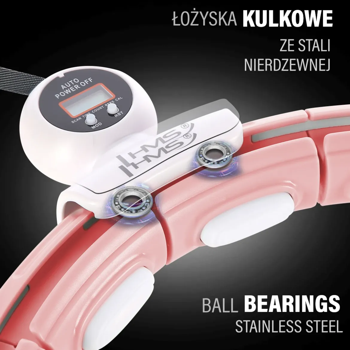 ZESTAW HULA HOP MAGNETYCZNY PINK HHM15 Z LICZNIKIEM HMS + PAS WYSZCZUPLAJĄCY BR163 RED