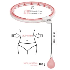 ZESTAW HULA HOP MAGNETYCZNY PINK HHM15 Z LICZNIKIEM HMS + PAS WYSZCZUPLAJĄCY BR163 RED