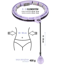ZESTAW HULA HOP MAGNETYCZNY VIOLET HHM13 Z LICZNIKIEM HMS + PAS WYSZCZUPLAJĄCY BR163 RED