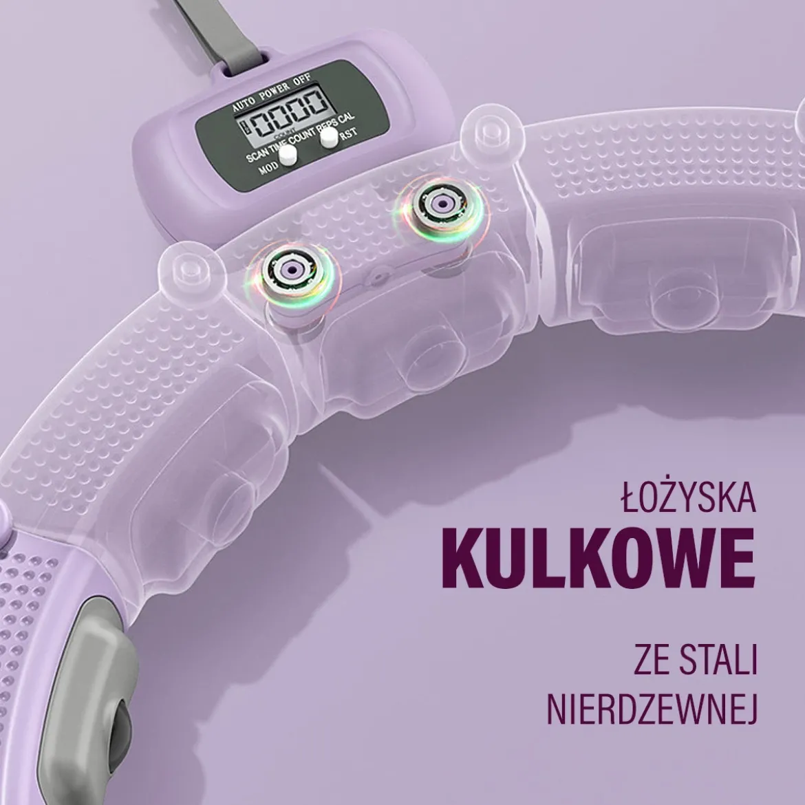 ZESTAW HULA HOP MAGNETYCZNY VIOLET HHM14 Z LICZNIKIEM HMS + PAS WYSZCZUPLAJĄCY BR163 BLACK