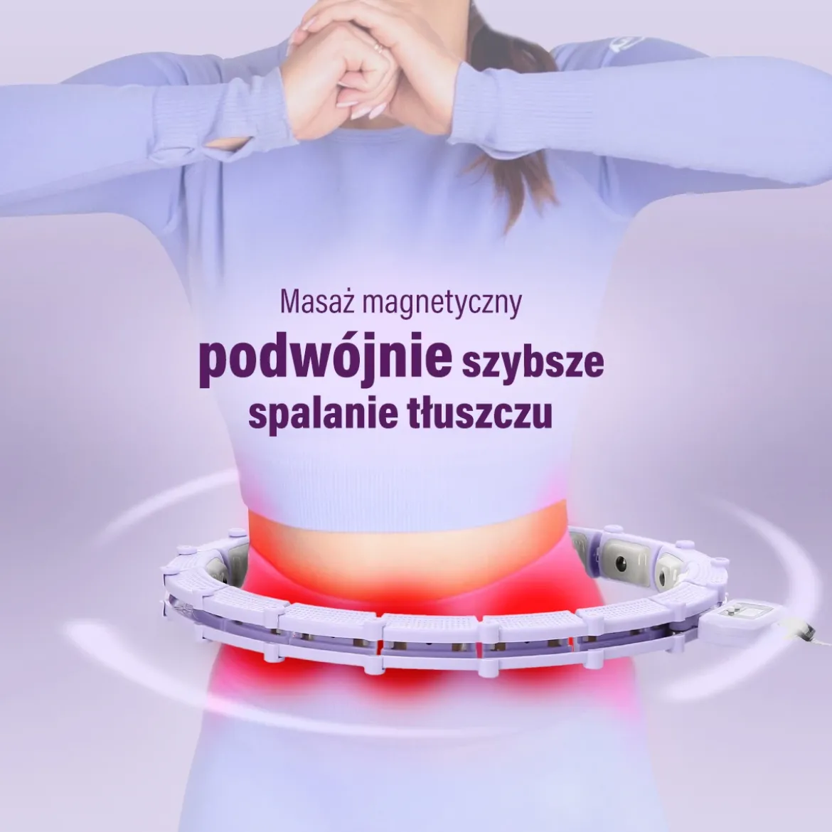 ZESTAW HULA HOP MAGNETYCZNY VIOLET HHM14 Z LICZNIKIEM HMS + PAS WYSZCZUPLAJĄCY BR163 BLACK
