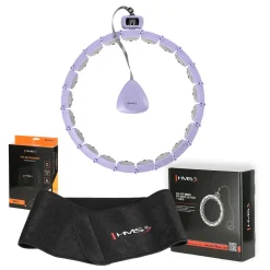 ZESTAW HULA HOP MAGNETYCZNY VIOLET HHM14 Z LICZNIKIEM HMS + PAS WYSZCZUPLAJĄCY BR163 BLACK