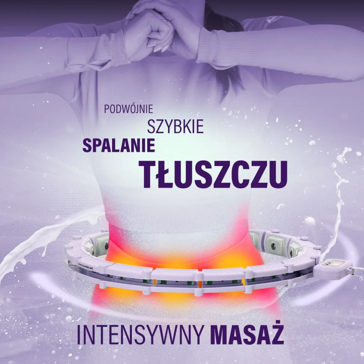 ZESTAW HULA HOP MAGNETYCZNY VIOLET HHM14 Z LICZNIKIEM HMS + PAS BR163 BLACK PLUS SIZE