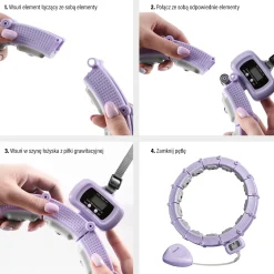 ZESTAW HULA HOP MAGNETYCZNY VIOLET HHM14 Z LICZNIKIEM HMS + PAS BR163 BLACK PLUS SIZE