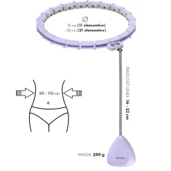 ZESTAW HULA HOP MAGNETYCZNY VIOLET HHM14 Z LICZNIKIEM HMS + PAS BR163 BLACK PLUS SIZE