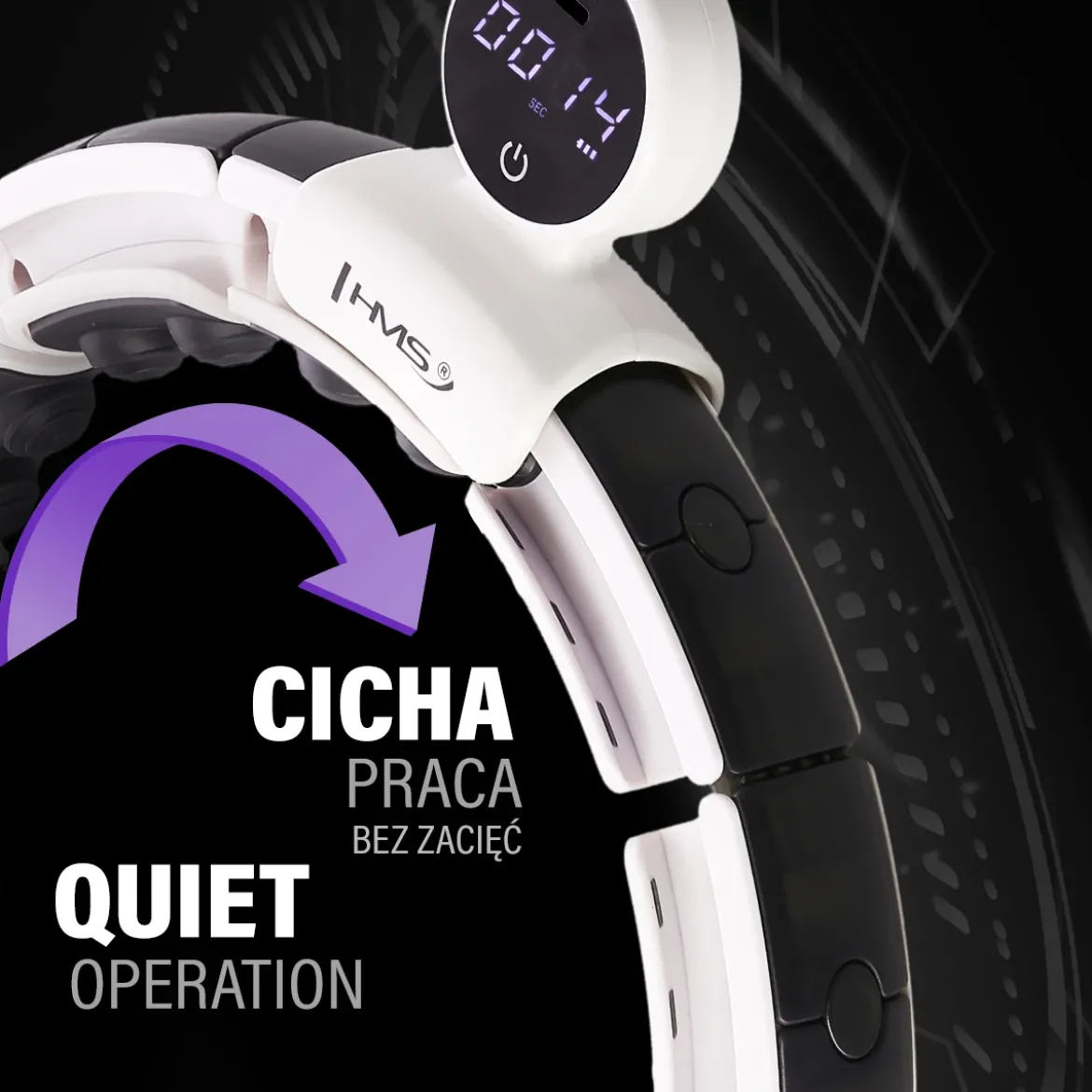 ZESTAW HULA HOP MAGNETYCZNY WHITE HHM16 Z LICZNIKIEM HMS + PAS WYSZCZUPLAJĄCY BR163 BLACK