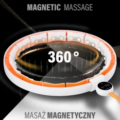 ZESTAW HULA HOP MAGNETYCZNY WHITE/ORANGE HHM21 Z LICZNIKIEM HMS + PAS WYSZCZUPLAJĄCY BR1313