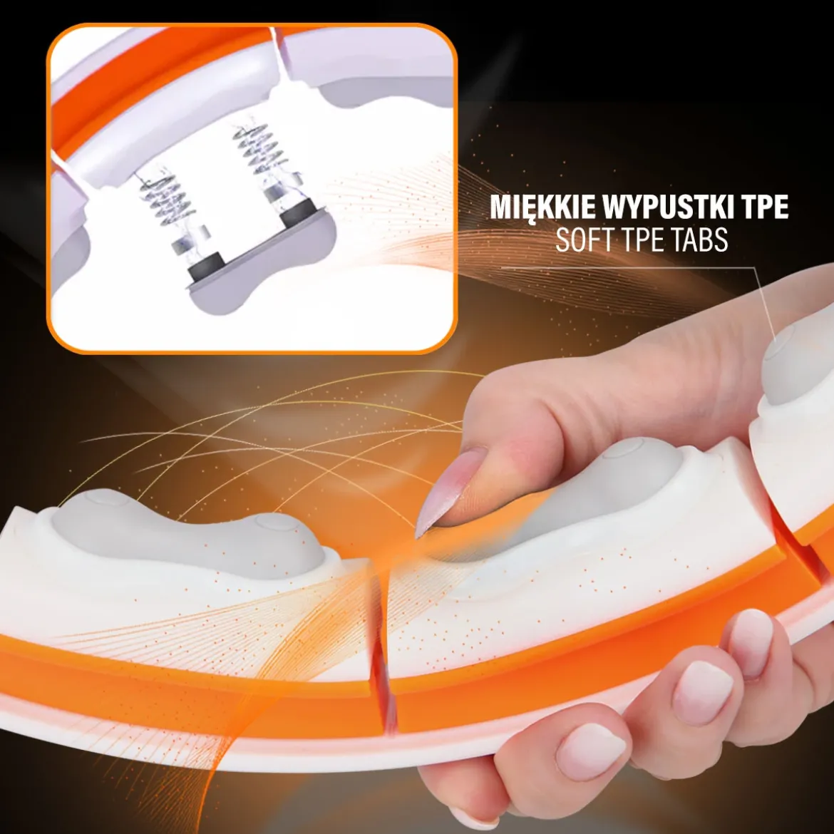 ZESTAW HULA HOP MAGNETYCZNY WHITE/ORANGE HHM21 Z LICZNIKIEM HMS + PAS WYSZCZUPLAJĄCY BR1313