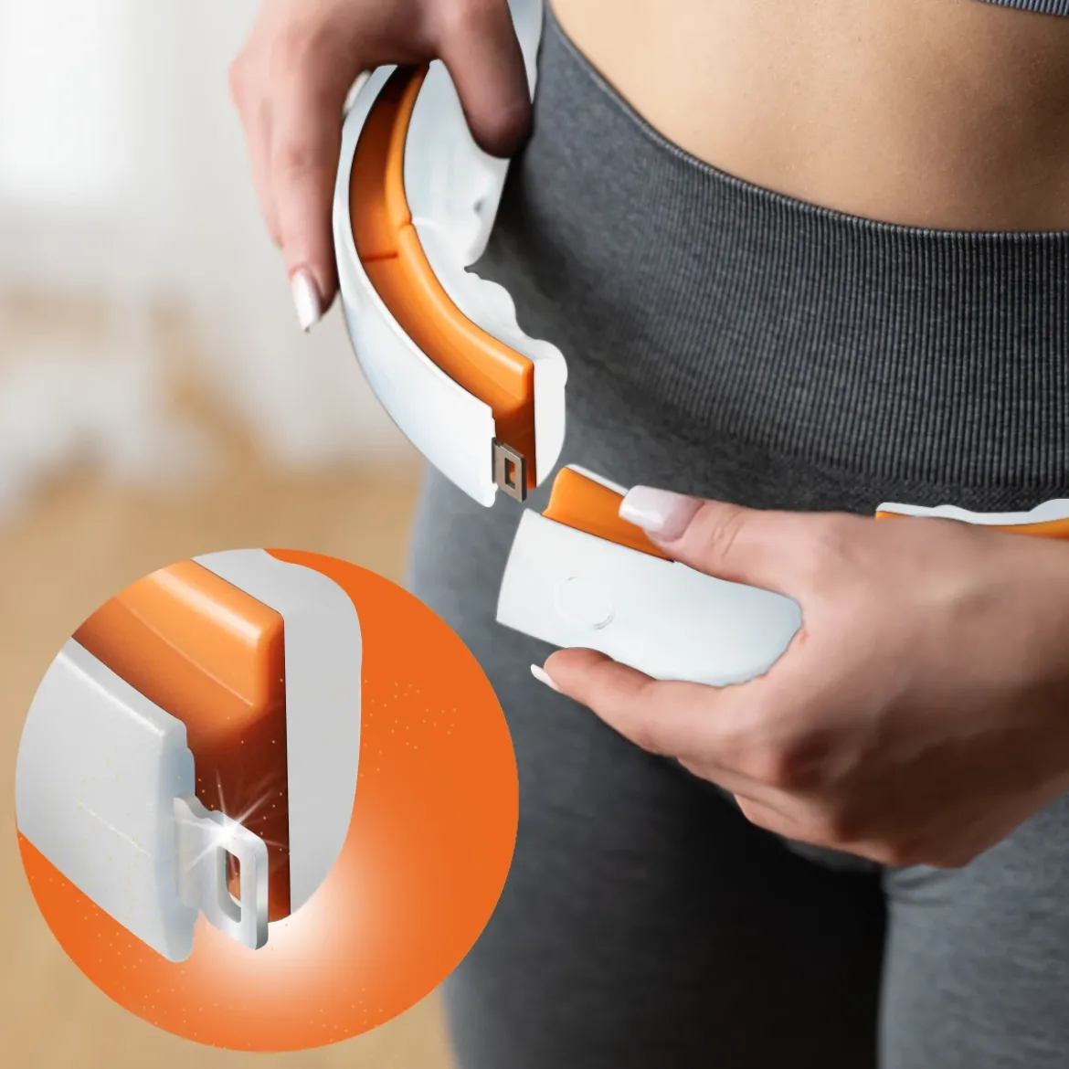 ZESTAW HULA HOP MAGNETYCZNY WHITE/ORANGE HHM21 Z LICZNIKIEM HMS + PAS WYSZCZUPLAJĄCY BR1313