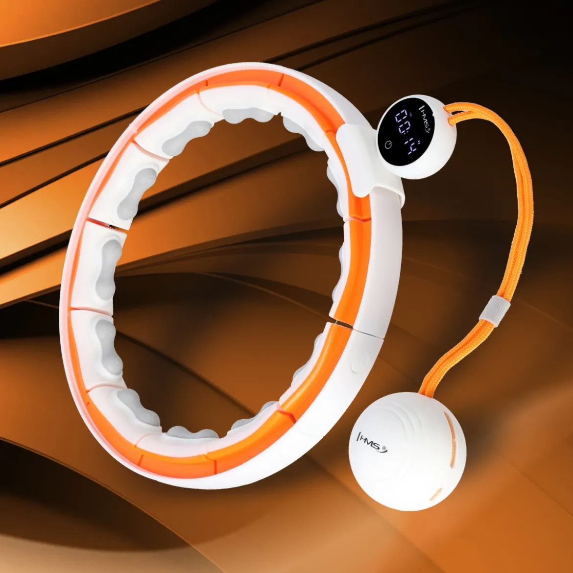 ZESTAW HULA HOP MAGNETYCZNY WHITE/ORANGE HHM21 Z LICZNIKIEM HMS + PAS WYSZCZUPLAJĄCY BR1313