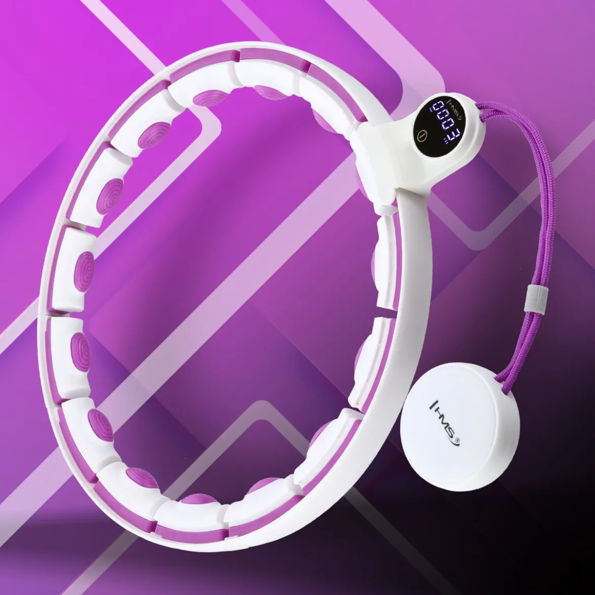 ZESTAW HULA HOP MAGNETYCZNY WHITE/VIOLET HHM17 Z LICZNIKIEM HMS + PAS WYSZCZUPLAJĄCY BR163 BLACK