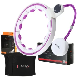 ZESTAW HULA HOP MAGNETYCZNY WHITE/VIOLET HHM17 Z LICZNIKIEM HMS + PAS WYSZCZUPLAJĄCY BR163 BLACK