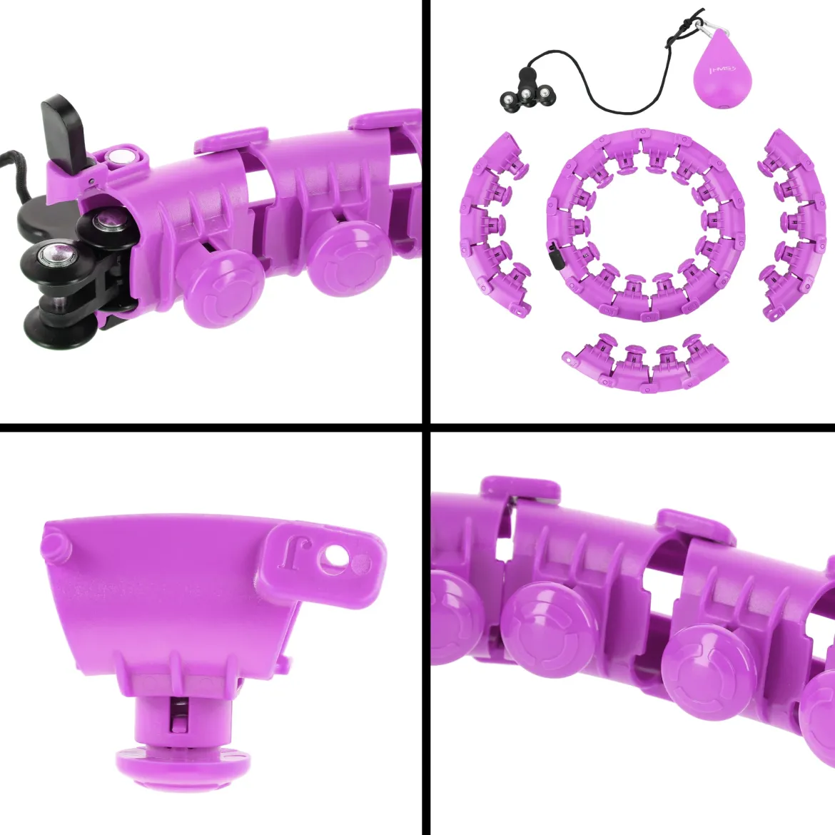 ZESTAW HULA HOP PLUS SIZE HHW12 VIOLET Z WYPUSTKAMI I OBCIĄŻNIKIEM HMS + PAS BR163 BLACK