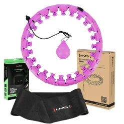 ZESTAW HULA HOP PLUS SIZE HHW12 VIOLET Z WYPUSTKAMI I OBCIĄŻNIKIEM HMS + PAS BR163 BLACK