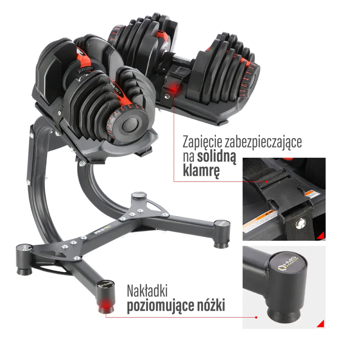 ZESTAW SR80 SZTANGIELKI REGULOWANE (2 SZT.) + STR10 PRO STOJAK HMS